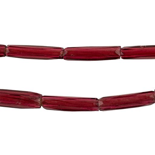 Ultra Rare Antique Garnet Red Russian Blue Tube Beads (22x4mm)