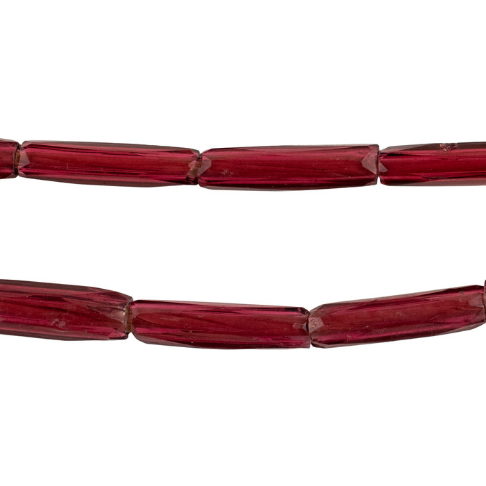 Ultra Rare Antique Garnet Red Russian Blue Tube Beads (22x4mm)