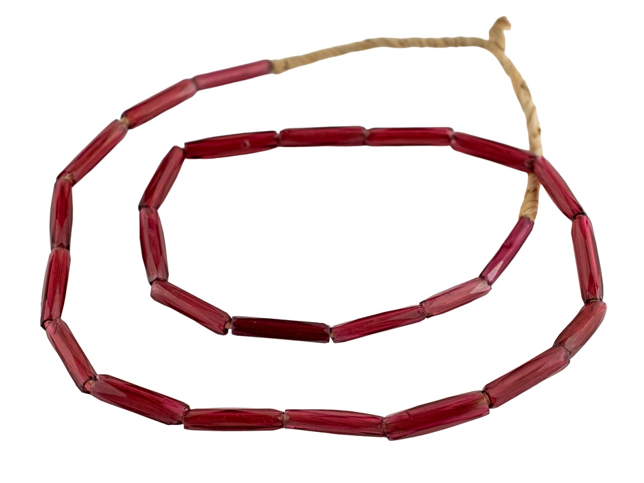 Ultra Rare Antique Garnet Red Russian Blue Tube Beads (22x4mm)