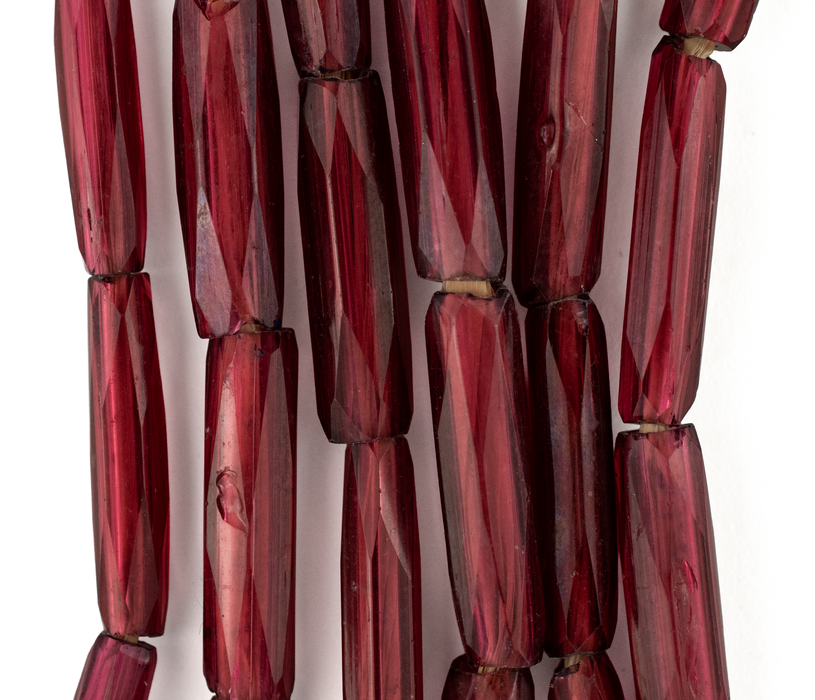 Ultra Rare Antique Garnet Red Russian Blue Tube Beads (22x4mm)