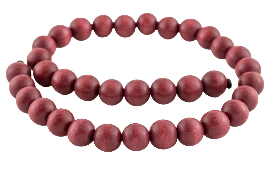 Raspberry Red Round Natural Wood Beads (12mm)