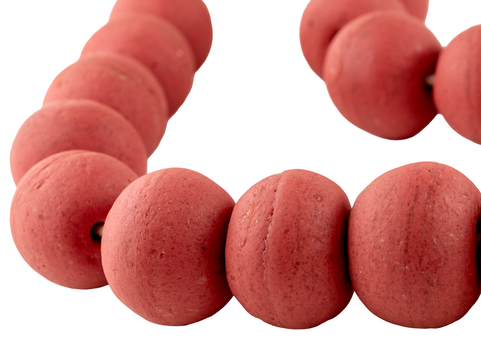 Super Jumbo Opaque Red Recycled Glass Beads (35mm)