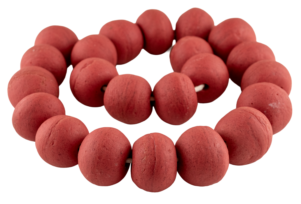 Super Jumbo Opaque Red Recycled Glass Beads (35mm)