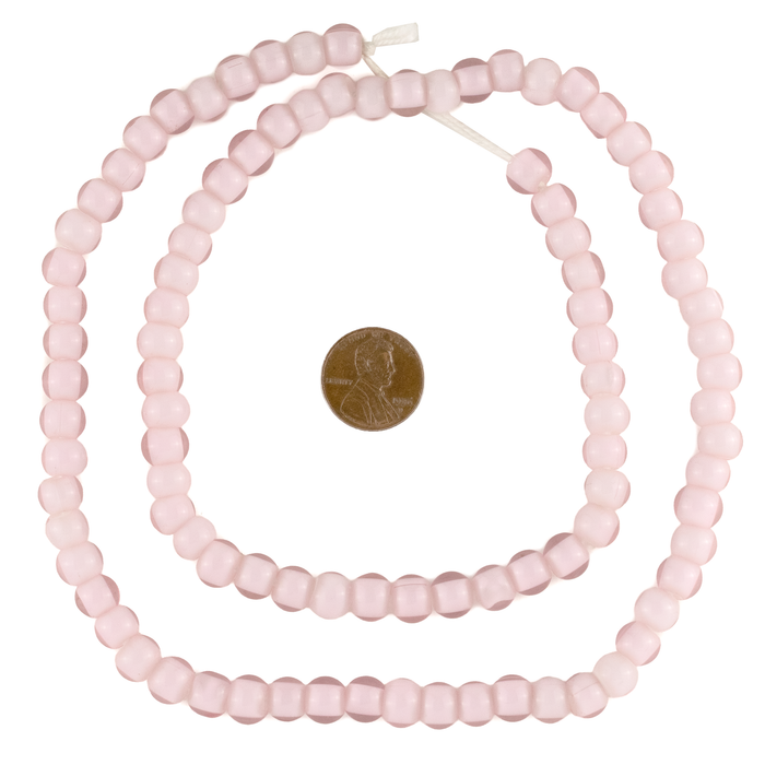 Rose Pink White Heart Beads (8mm)