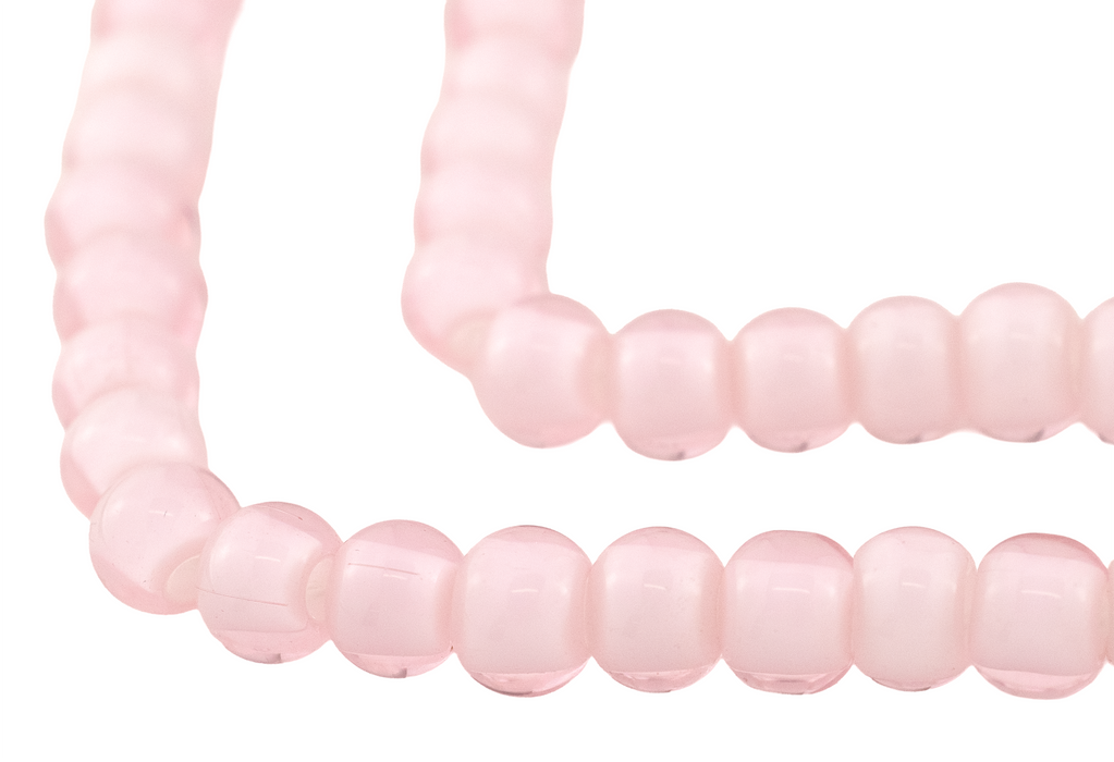 Rose Pink White Heart Beads (8mm)