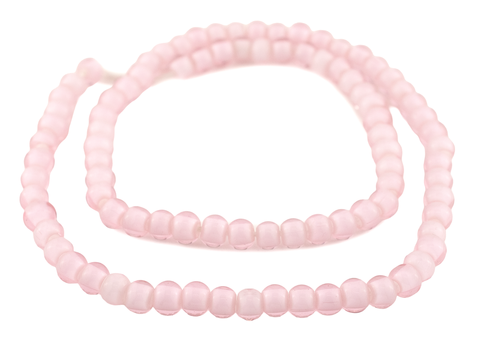 Rose Pink White Heart Beads (8mm)