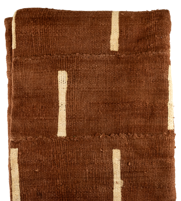 Chestnut Brown Bogolan Mali Mud Cloth (Minimalist Design)