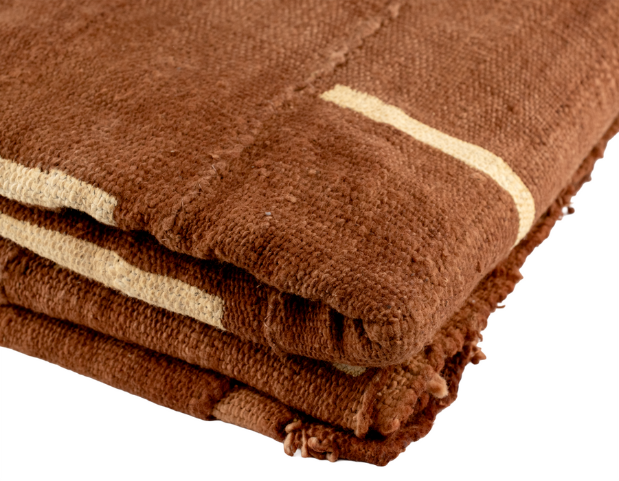 Chestnut Brown Bogolan Mali Mud Cloth (Minimalist Design)