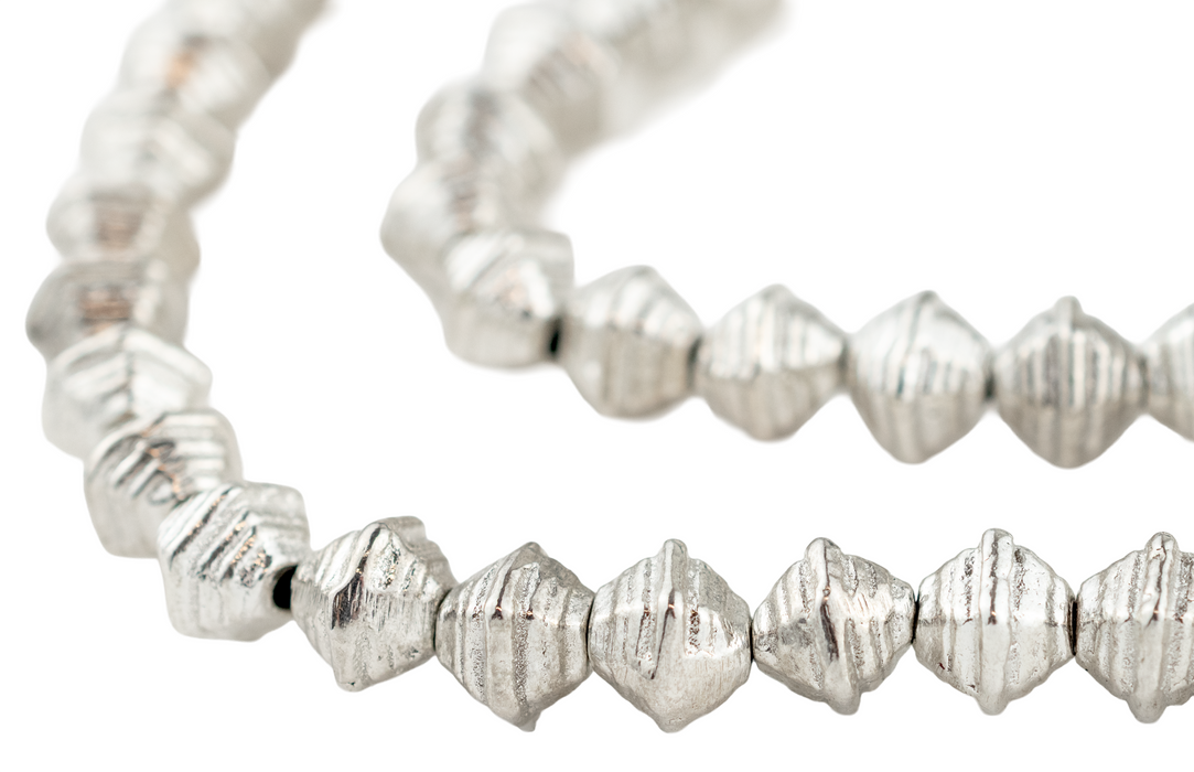 Striped Silver Bicone Beads