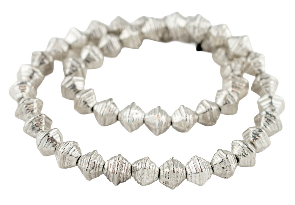Striped Silver Bicone Beads