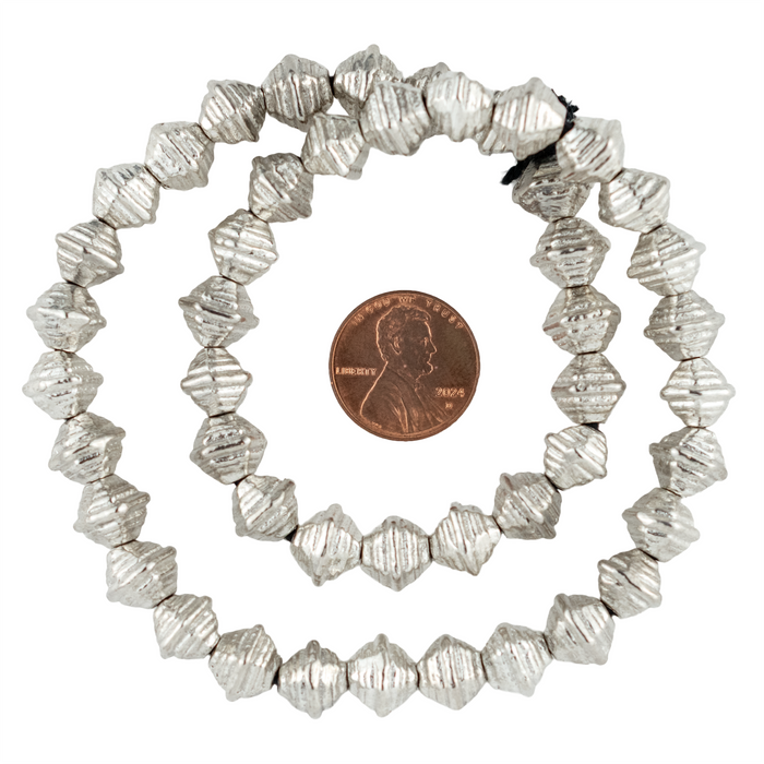Striped Silver Bicone Beads