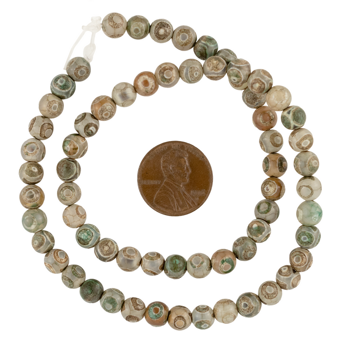 Premium Round Camo Tibetan Agate Beads (6mm)