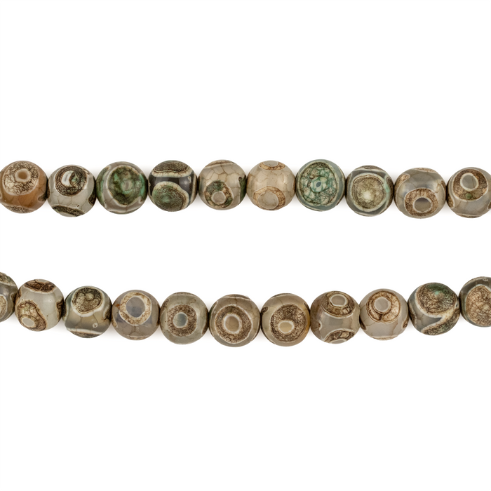 Premium Round Camo Tibetan Agate Beads (6mm)