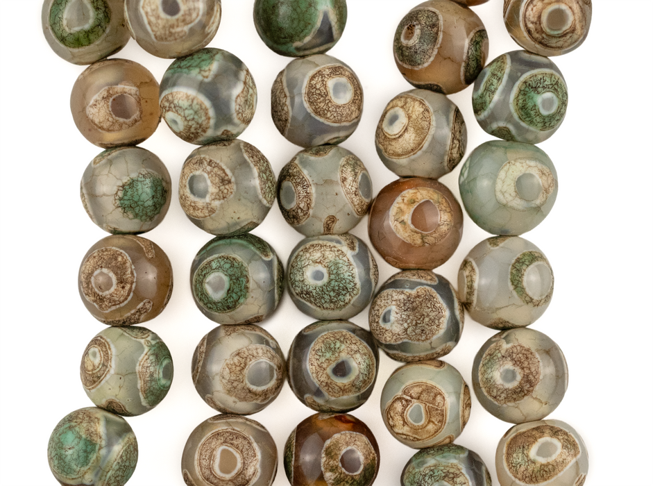 Premium Round Camo Tibetan Agate Beads (6mm)
