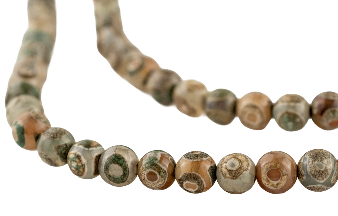 Premium Round Camo Tibetan Agate Beads (6mm)