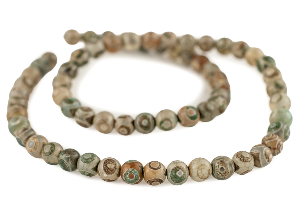 Premium Round Camo Tibetan Agate Beads (6mm)