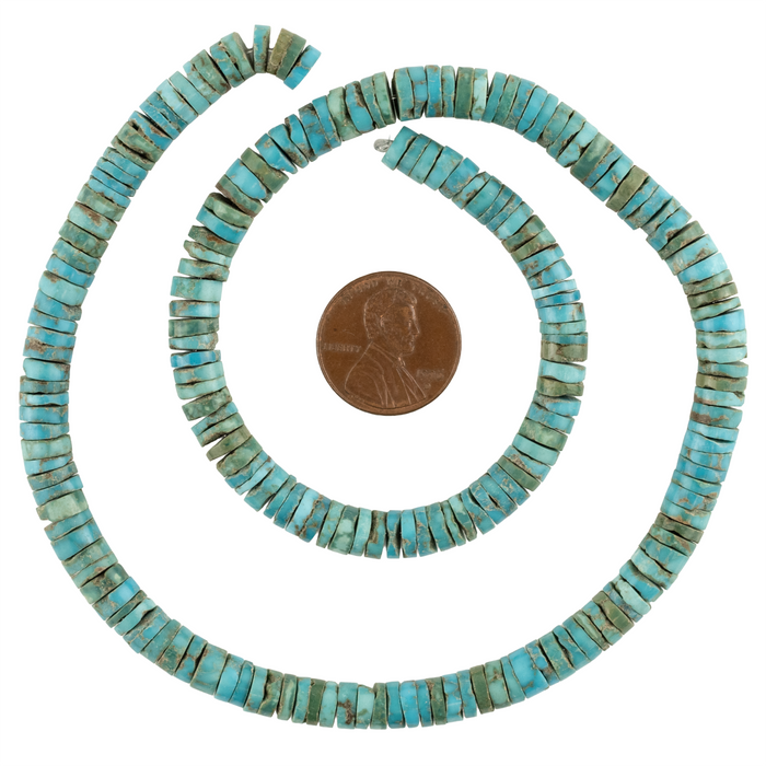 Blue Turquoise Disk Heishi Beads (2x6mm)