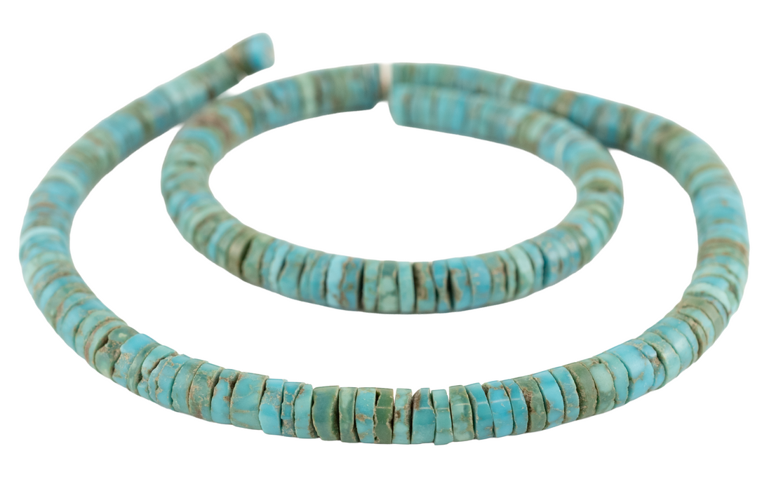 Blue Turquoise Disk Heishi Beads (2x6mm)