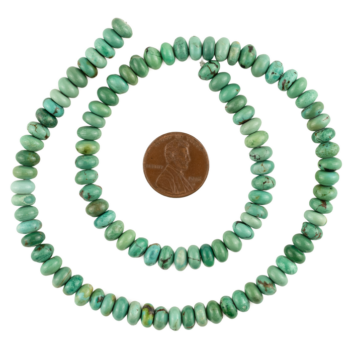 Green Turquoise Rondelle Beads (7mm)