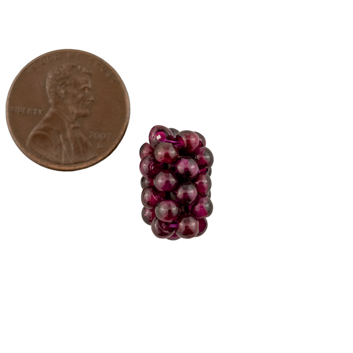 Vintage Garnet Crochet Bead (14x10mm, Single Bead)
