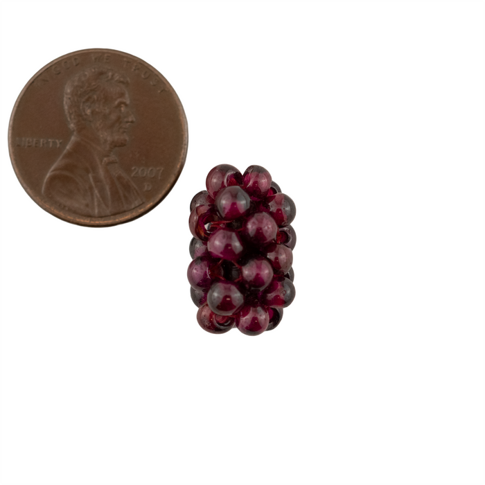 Vintage Garnet Crochet Bead (13x9mm, Single Bead)