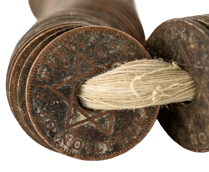 Old West African British Colonial Coin Beads #17678