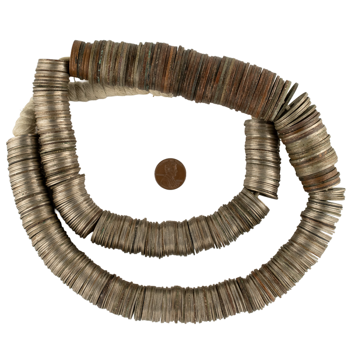 Old West African British Colonial Coin Beads #17677
