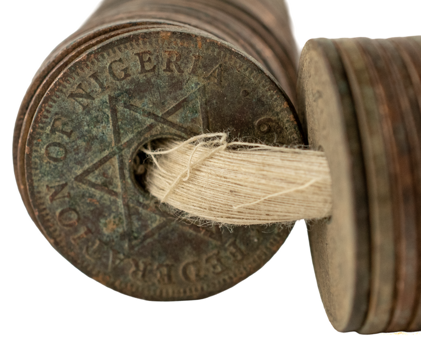 Old West African British Colonial Coin Beads #17677