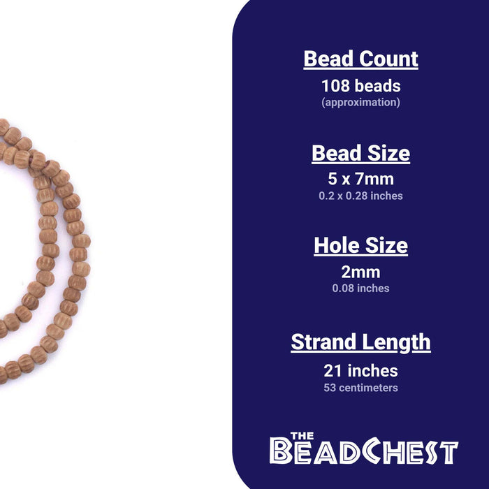Tan Carved Chevron Bone Mala Beads (6mm)