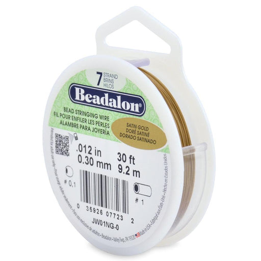0.012" Satin Gold 7 Strand Beadalon Wire (30ft)