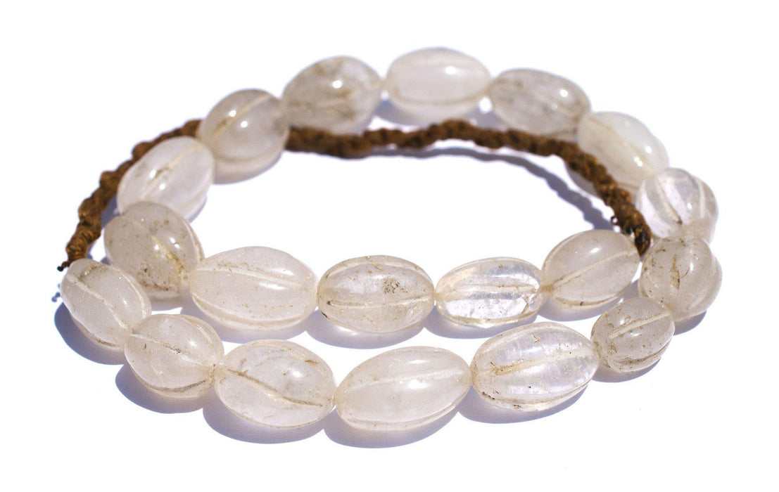 Nepali Carved Quartz Stone Beads (21x16mm)