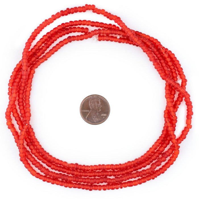 Translucent Red Matte Glass Seed Beads (4mm)