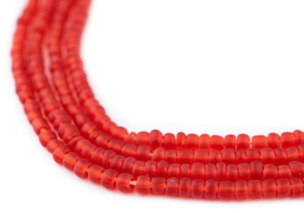 Translucent Red Matte Glass Seed Beads (4mm)
