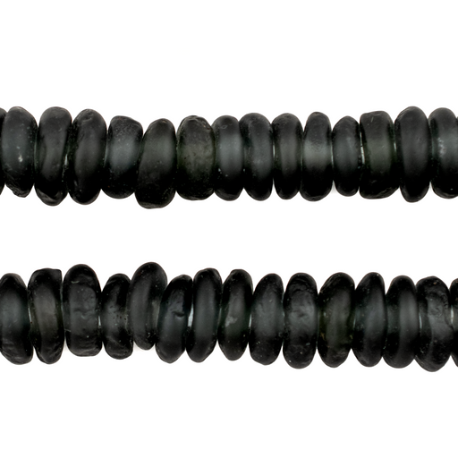 Charcoal Rondelle Recycled Glass Beads - The Bead Chest
