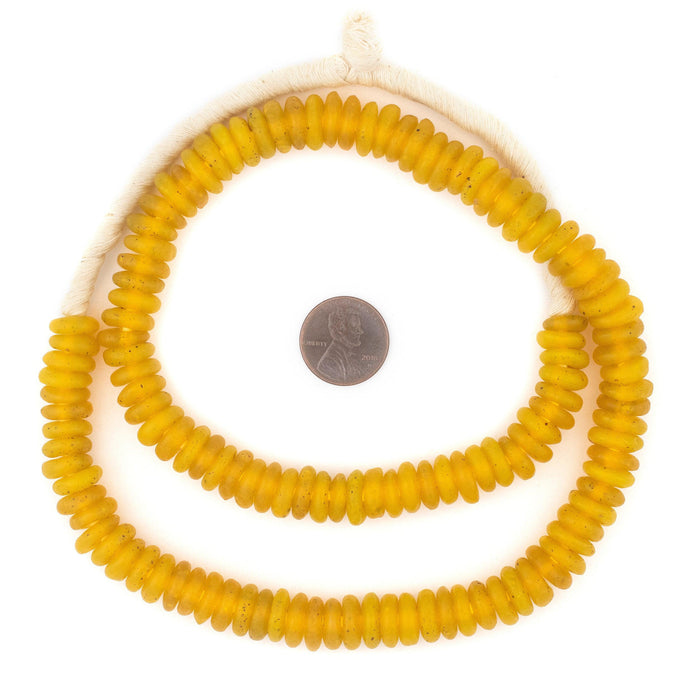 Yellow Rondelle Recycled Glass Beads