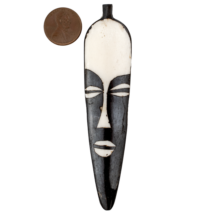 Elongated Mask Batik Bone Feather Pendant (100x22mm)