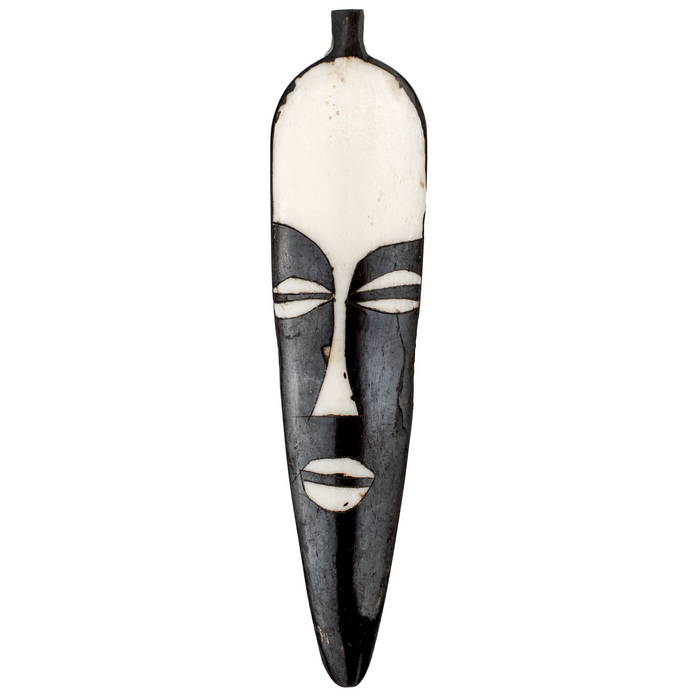 Elongated Mask Batik Bone Feather Pendant (100x22mm)