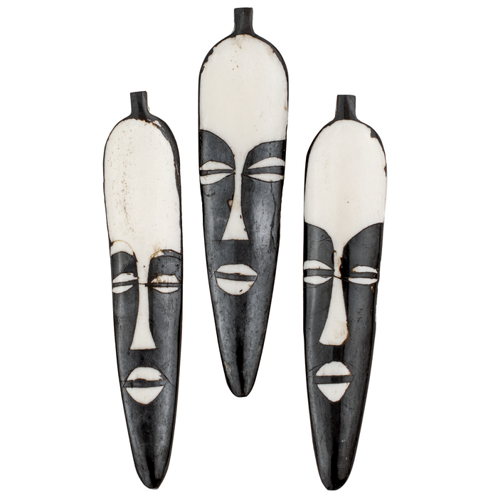 Elongated Mask Batik Bone Feather Pendant (100x22mm)