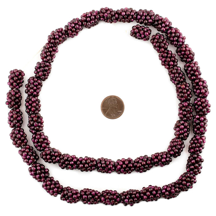 Vintage Garnet Crochet Bead (15x12mm, Single Bead)
