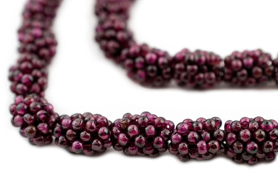 Vintage Garnet Crochet Bead (15x12mm, Single Bead)