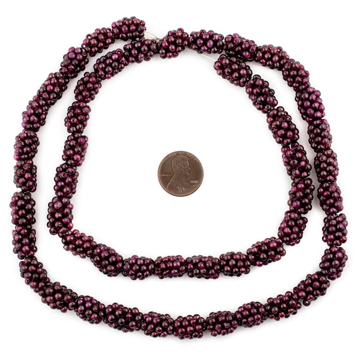 Vintage Garnet Crochet Bead (13x9mm, Single Bead)