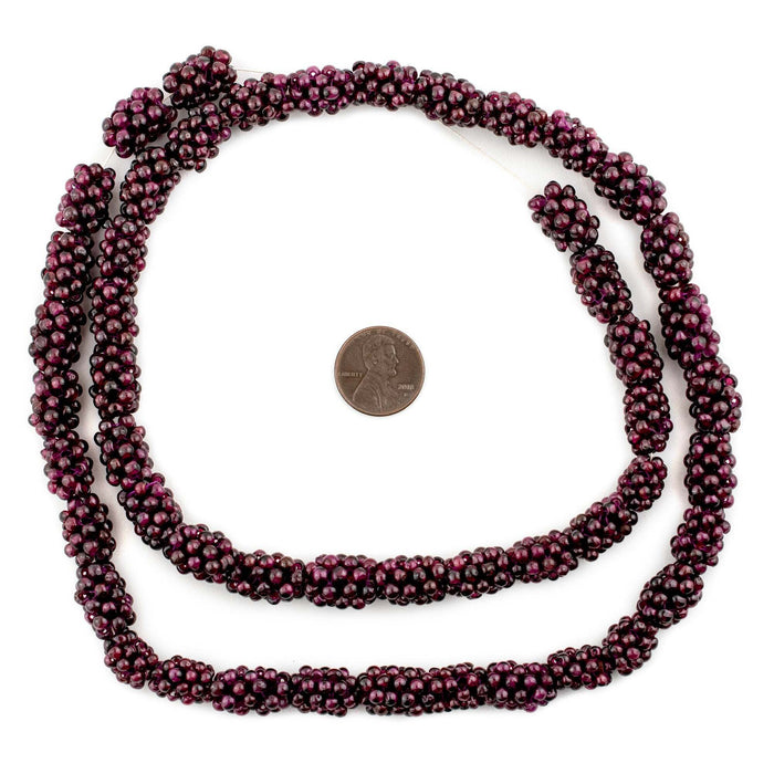 Vintage Garnet Crochet Bead (14x10mm, Single Bead)