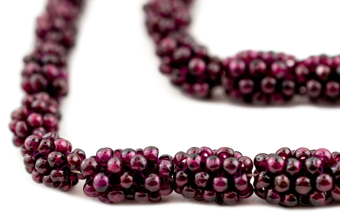 Vintage Garnet Crochet Bead (14x10mm, Single Bead)