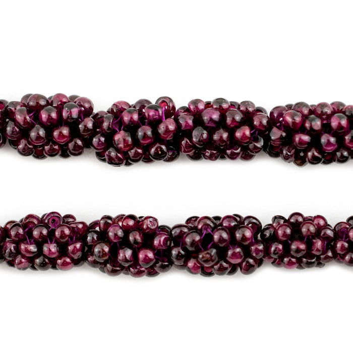 Vintage Garnet Crochet Bead (14x10mm, Single Bead)