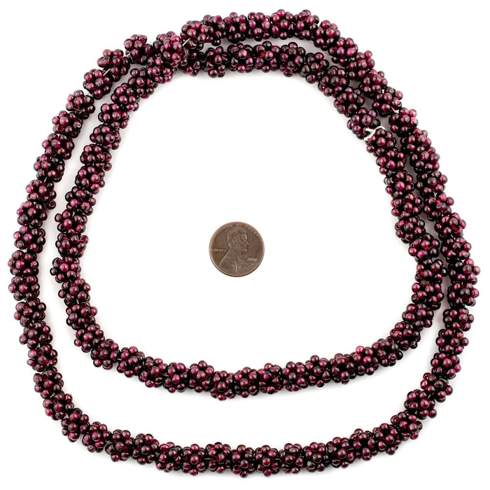 Vintage Garnet Crochet Bead (8x10mm, Single Bead)