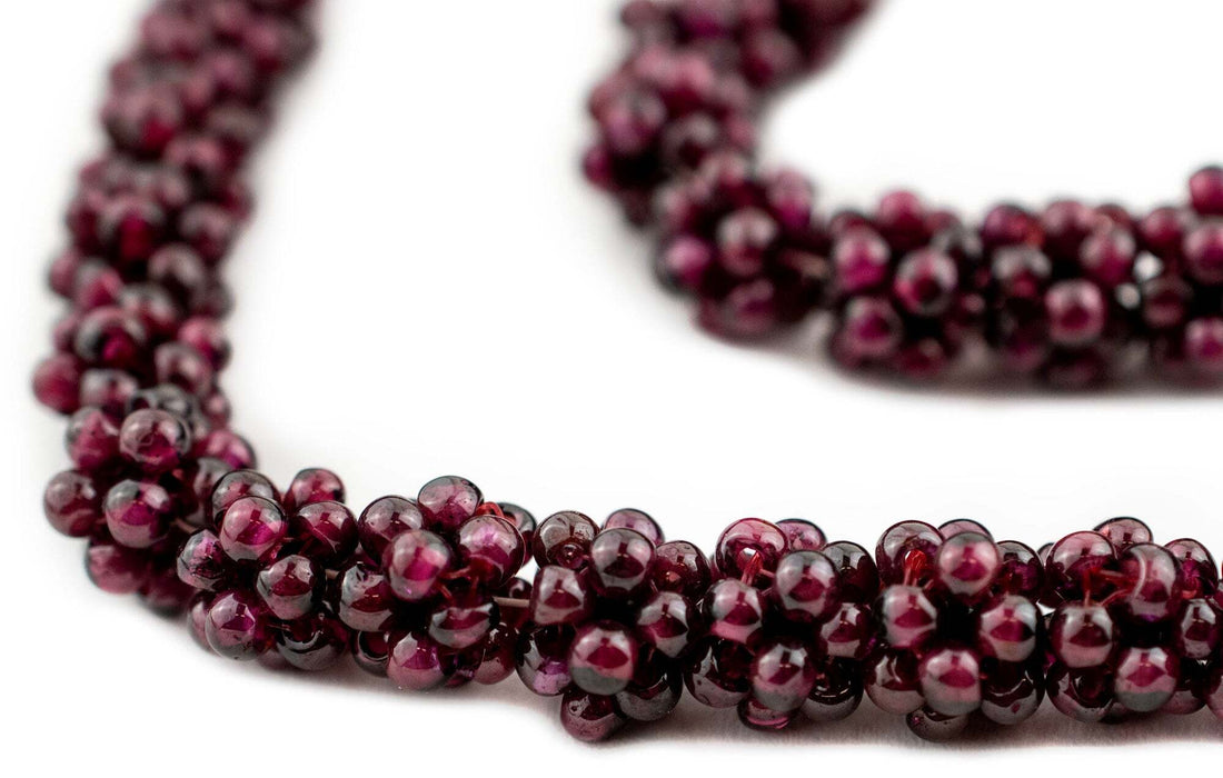 Vintage Garnet Crochet Bead (8x10mm, Single Bead)