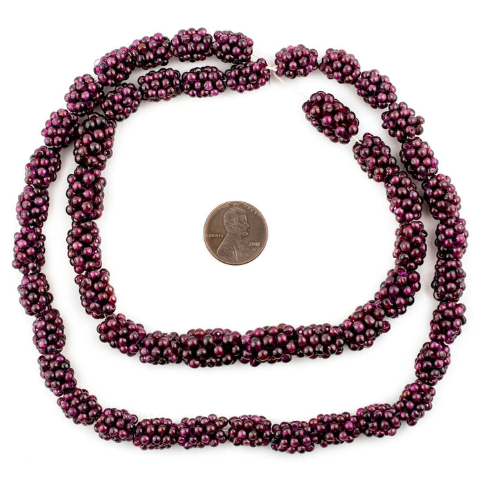 Vintage Garnet Crochet Bead (12x9mm, Single Bead)