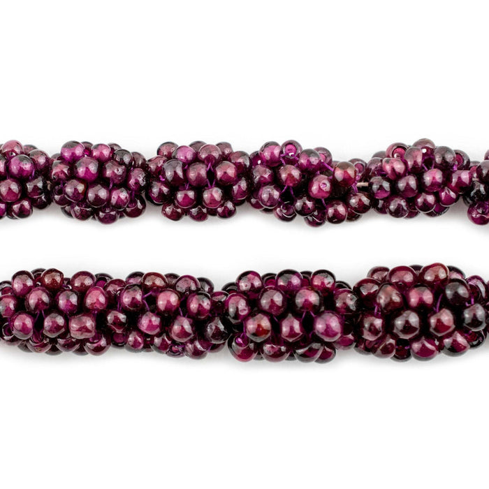Vintage Garnet Crochet Bead (12x9mm, Single Bead)