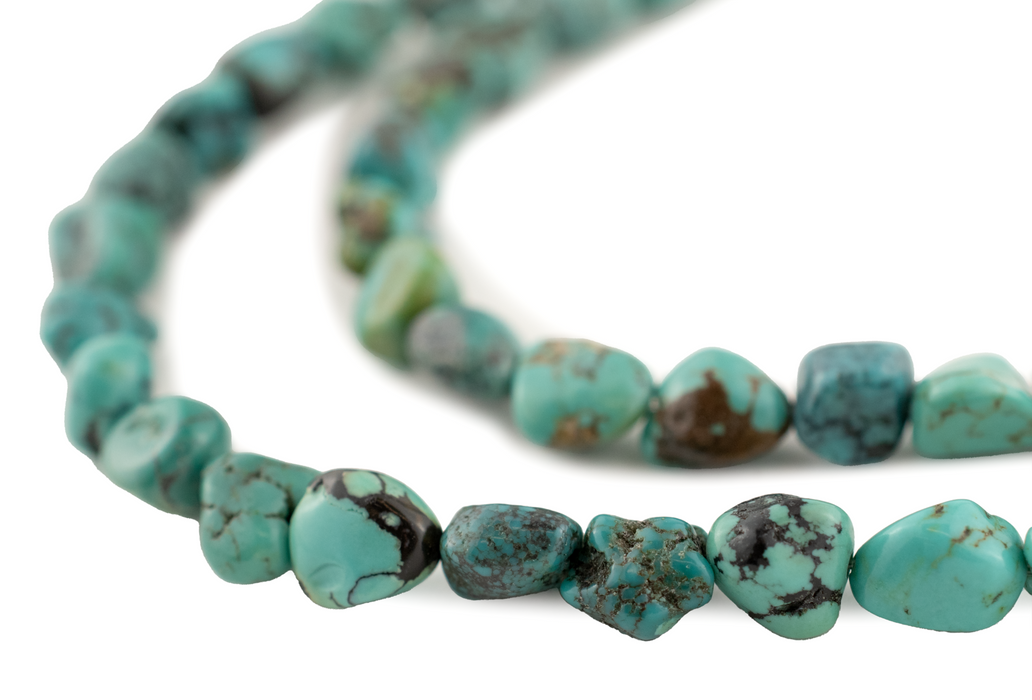 Dark Aqua Turquoise Nugget Beads (7-8mm)
