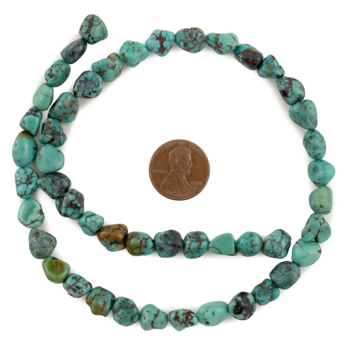 Dark Aqua Turquoise Nugget Beads (7-8mm)